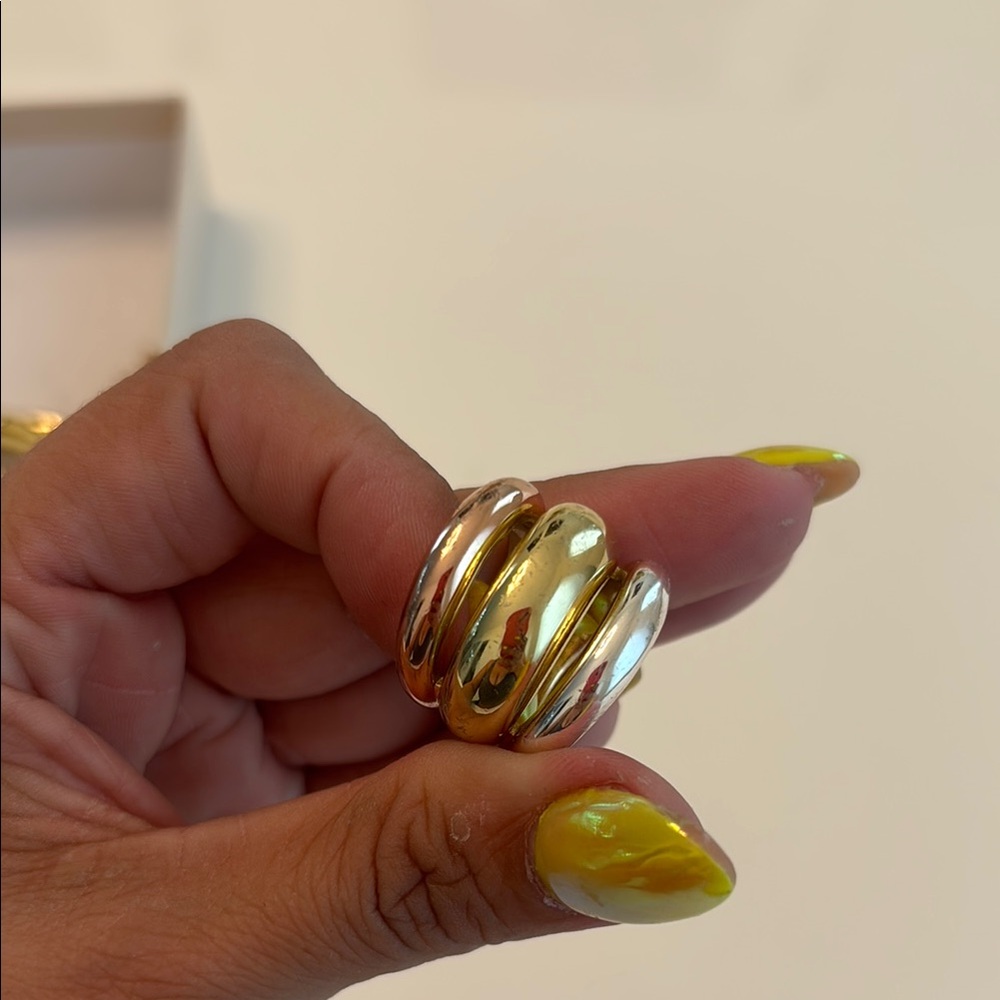 Gold And Silver Geometric Statement Ring - image 4